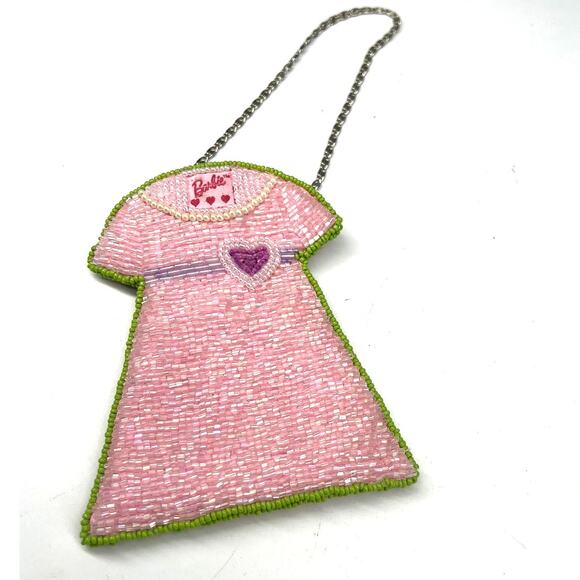 Barbie Dress Vintage Y2K 2000's  Pink beaded mini purse bag Crossbody Whimsical - Picture 2 of 5